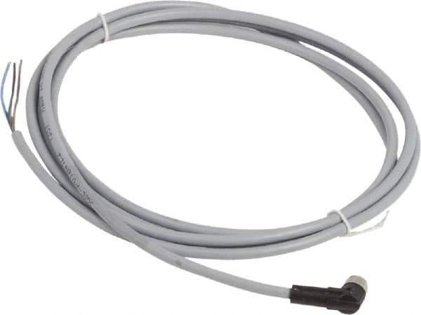 Telemecanique Sensors - 3 Amp, M8 4 Pin Elbowed Female Cordset Sensor and Receptacle - 60 VAC, 75 VDC, 2m Cable Length, IP67 Ingress Rating - Apex Tool & Supply