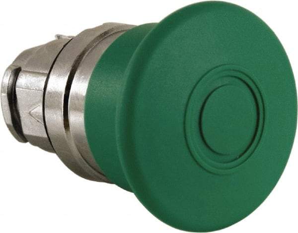 Schneider Electric - 22mm Mount Hole, Extended Mushroom Head, Pushbutton Switch Only - Round, Green Pushbutton, Nonilluminated, Maintained (MA) - Apex Tool & Supply