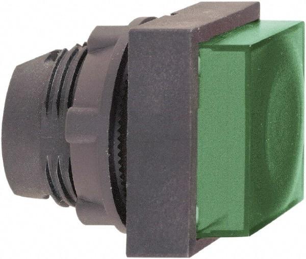 Schneider Electric - 22mm Mount Hole, Extended Straight, Pushbutton Switch Only - Square, Green Pushbutton, Illuminated, Momentary (MO) - Apex Tool & Supply