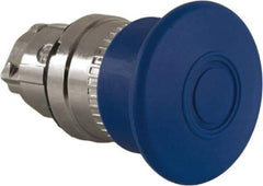 Schneider Electric - 22mm Mount Hole, Extended Mushroom Head, Pushbutton Switch Only - Round, Blue Pushbutton, Nonilluminated, Maintained (MA) - Apex Tool & Supply