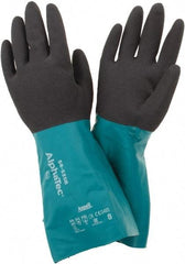 Ansell - 14" Long, 13 mil Thick, Chemical Resistant Gloves - Teal/Black - Apex Tool & Supply