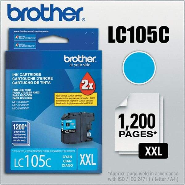 Brother - Cyan Ink Cartridge - Use with Brother MFC-J4310DW, J4410DW, J4510DW, J4610DW, J4710DW, J6520DW, J6720DW, J6920DW - Apex Tool & Supply