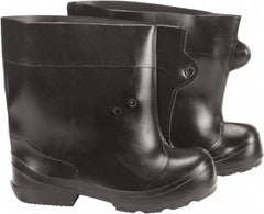 Winter Walking - Men's 6-7 (Women's 8-9) Traction Overboots - 10" High, Plain Toe, Cleated Sole, PVC Upper, Black - Apex Tool & Supply