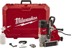 Milwaukee Tool - 1-5/8" Chuck, 5.125" Travel, Portable Electromagnetic Drill Press - 470-730 RPM, 13 Amps, 2.3 hp, 1750 Watts - Apex Tool & Supply