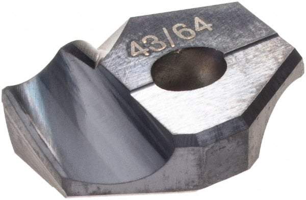 Hertel - Series HMD, 43/64" Diam Grade HC125MD 140° Replaceable Drill Tip - Carbide, TiAlN Finish - Apex Tool & Supply
