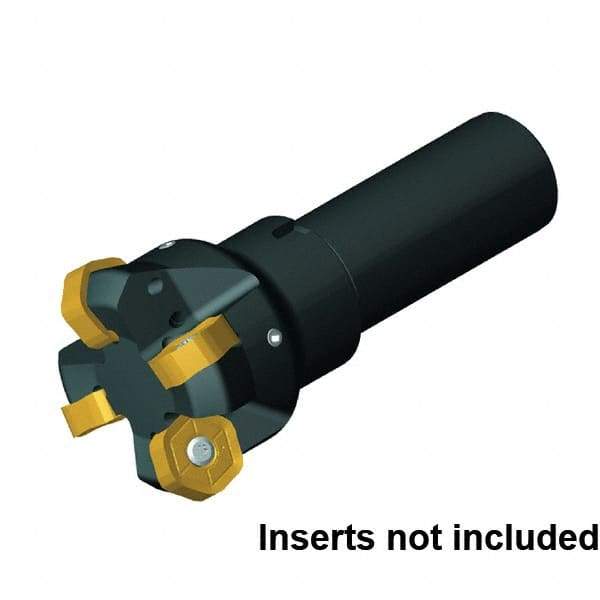 Kennametal - 45° Lead Angle, 51.01mm Max Cut Diam, 40mm Min Cut Diam, 4.5mm Max Depth of Cut, Indexable Chamfer and Angle End Mill - 3 Inserts, HNGJ0905ANENLD Insert Style, 107mm Overall Length, Through Coolant, Straight Shank, 90° Included Angle - Apex Tool & Supply