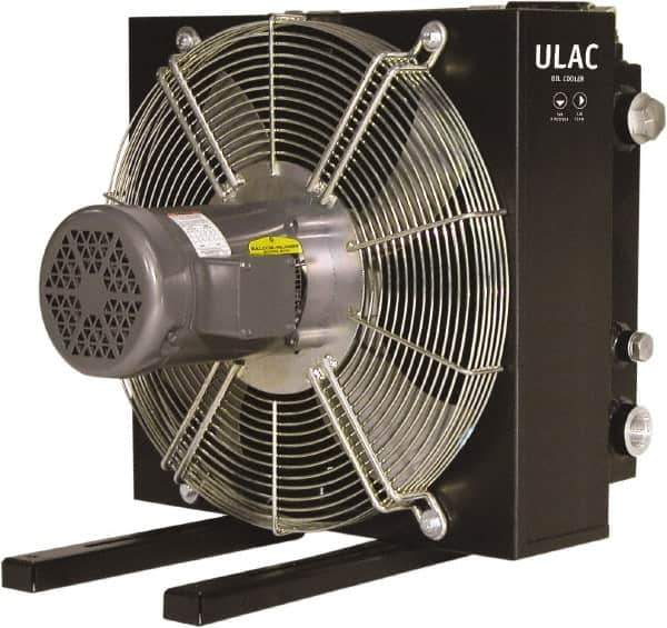 Parker - 1" SAE O-Ring Boss, 1 Fan Mount, Liquid-To-Air Aluminum Brazed Process Equipment Heat Exchanger - Oil Cooler, Ethylene Glycol/Water Mixture Cooler, 24" High x 22.8" Wide x 22.2" Deep, 1,560 BTU/Hr, 250°F Max - Apex Tool & Supply