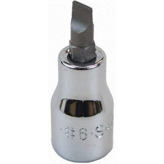 SK - Screwdriver & Drag Link Sockets - 3/8"DR #6 CHRM SLOTTED SCRDRVR SCKT BIT - Apex Tool & Supply