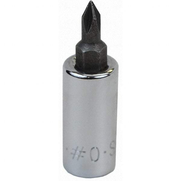 SK - Screwdriver & Drag Link Sockets - 3/8"DR #0 CHRM PHILLIPS SCRDRVR SCKT BIT - Apex Tool & Supply