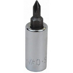 SK - Screwdriver & Drag Link Sockets - 3/8"DR #0 CHRM PHILLIPS SCRDRVR SCKT BIT - Apex Tool & Supply
