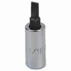 SK - Screwdriver & Drag Link Sockets - 3/8"DR 3/16" CHRM SLOTTED SCRDRVR SCKT BIT - Apex Tool & Supply