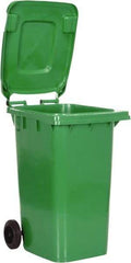 Vestil - 64 Gal Green Rectangle Trash Can - Polyethylene, None Graphic, 39-15/16" High x 28-1/2" Long x 23-1/2" Wide, Lid Included - Apex Tool & Supply