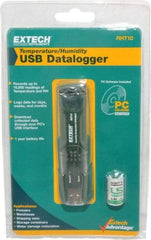 Extech - -40 to 158°F, 0 to 100% Humidity Range, Temp Recorder - 4 Inch Long Probe - Apex Tool & Supply