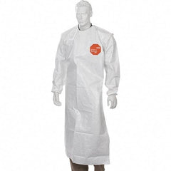 Dupont - 12 mil Thick Disposable & Chemical Resistant Apron - 52"ELAS WAIST 12/PK TYCHEM4000 SLEEVED APRON - Apex Tool & Supply