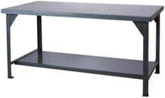Durham - 48 Wide x 30" Deep x 34" High, Steel Workbench - Rolled Edge, Fixed Legs - Apex Tool & Supply
