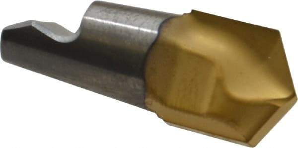 Seco - MM10 M03 Grade T60M Carbide Center Drill Milling Tip Insert - TiAlN/TiN Finish, 2 Flutes, 0.394" Cutting Diam, 0.106" Depth of Cut, 0.465" Extension, 0.287" Cnr Rad - Apex Tool & Supply