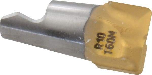 Seco - MM10 MD04 Grade T60M Carbide End Milling Tip Insert - TiAlN/TiN Finish, 2 Flutes, 0.394" Cutting Diam, 0.27" Depth of Cut, 0.334" Extension, 0.039" Cnr Rad - Apex Tool & Supply