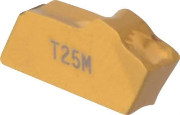 Seco - 150.102.5 16 T25M Grade, 0.098" Cutting Width, Carbide Cutoff Insert - Neutral Lead Angle, 0.007" Cnr Rad, TiC/TiCN/TiN Coated - Apex Tool & Supply