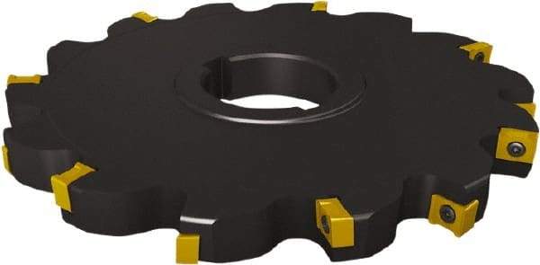 Seco - Arbor Hole Connection, 1/2" Cutting Width, 1.142" Depth of Cut, 4" Cutter Diam, 1" Hole Diam, 5 Tooth Indexable Slotting Cutter - 335.18 Toolholder, LNK.. 08.. Insert - Apex Tool & Supply