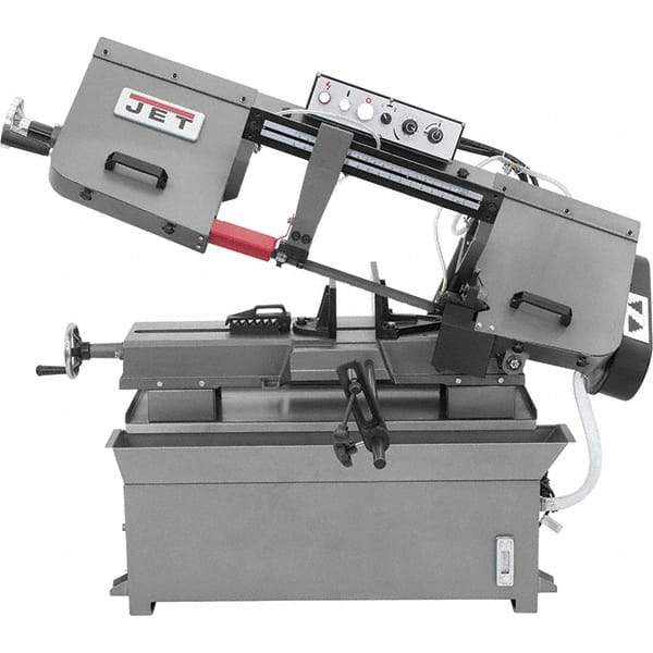 Jet - 9 x 16" Max Capacity, Manual Step Pulley Horizontal Bandsaw - 82, 132, 170 & 235 SFPM Blade Speed, 115/230 Volts, 45°, 1-1/2 hp, 1 Phase - Apex Tool & Supply