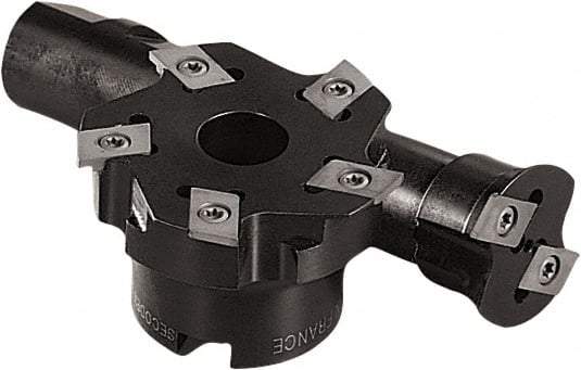 Seco - Shell Mount Connection, 1/8" Cutting Width, 0.203" Depth of Cut, 2-1/2" Cutter Diam, 3/4" Hole Diam, 5 Tooth Indexable Slotting Cutter - R335.15 Toolholder, R335.15-18 Insert, Right Hand Cutting Direction - Apex Tool & Supply