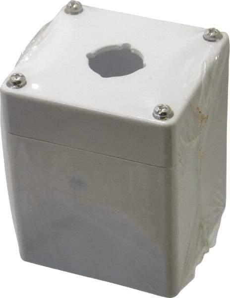 Eaton Cutler-Hammer - 1 Hole, 22-1/2mm Hole Diameter, Polycarbonate Pushbutton Switch Enclosure - 3-15/64 Inch High x 3-5/32 Inch Wide x 3-35/64 Inch Deep, 4, 12, 13, 4X NEMA Rated - Apex Tool & Supply