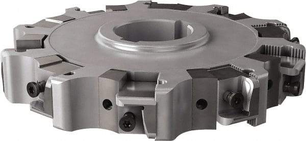 Seco - Arbor Hole Connection, 1.26" Cutting Width, 1.791" Depth of Cut, 6" Cutter Diam, 1-1/2" Hole Diam, 5 Tooth Indexable Slotting Cutter - 335.25 Toolholder, XNHQ, LNHQ Insert, Right Hand Cutting Direction - Apex Tool & Supply