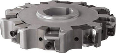 Seco - Arbor Hole Connection, 1.26" Cutting Width, 1.791" Depth of Cut, 6" Cutter Diam, 1-1/2" Hole Diam, 5 Tooth Indexable Slotting Cutter - 335.25 Toolholder, XNHQ, LNHQ Insert, Right Hand Cutting Direction - Apex Tool & Supply