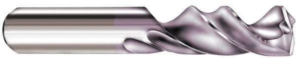 SGS - 0.257" 145° Spiral Flute Solid Carbide Screw Machine Drill Bit - TiN Finish, Right Hand Cut, 1-5/16" Flute Length, 3-1/8" OAL, Standard Point, Straight Shank - Apex Tool & Supply