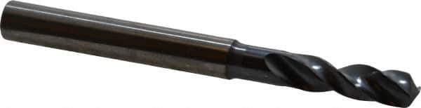 SGS - 7/32" 145° Spiral Flute Solid Carbide Screw Machine Drill Bit - TiN Finish, Right Hand Cut, 1" Flute Length, 2-5/8" OAL, Standard Point, Straight Shank - Apex Tool & Supply