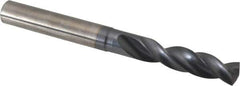 SGS - 19/64" 145° Spiral Flute Solid Carbide Screw Machine Drill Bit - TiN Finish, Right Hand Cut, 1-9/16" Flute Length, 3-1/8" OAL, Standard Point, Straight Shank - Apex Tool & Supply