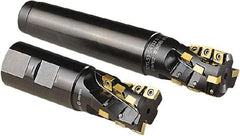 Seco - 1-1/2" Cut Diam, 2-1/4" Max Depth of Cut, 1-1/2" Shank Diam, 6.19" OAL, Indexable Square Shoulder Helical End Mill - CCMX 08T3, XC.X 13T3 Inserts, Weldon Shank, 90° Lead Angle - Apex Tool & Supply