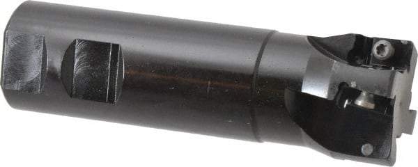Seco - 1-1/2" Cut Diam, 0.59" Max Depth of Cut, 1-1/4" Shank Diam, 4.53" OAL, Indexable Square Shoulder End Mill - AP.. 1604 Inserts, Weldon Shank, 90° Lead Angle - Apex Tool & Supply
