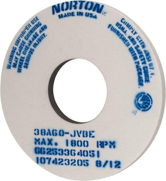 Norton - 14" Diam x 5" Hole x 1" Thick, J Hardness, 60 Grit Surface Grinding Wheel - Aluminum Oxide, Type 1, Medium Grade, 1,800 Max RPM, Vitrified Bond, No Recess - Apex Tool & Supply
