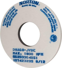 Norton - 14" Diam x 5" Hole x 1" Thick, J Hardness, 60 Grit Surface Grinding Wheel - Aluminum Oxide, Type 1, Medium Grade, 1,800 Max RPM, Vitrified Bond, No Recess - Apex Tool & Supply