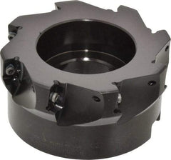 Seco - 8 Inserts, 4" Cut Diam, 1-1/2" Arbor Diam, 0.59" Max Depth of Cut, Indexable Square-Shoulder Face Mill - 0/90° Lead Angle, 1.97" High, AP.. 1604 Insert Compatibility - Apex Tool & Supply