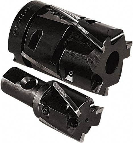 Seco - 6 Inserts, 3" Cut Diam, 1" Arbor Diam, 3-1/2" Max Depth of Cut, Indexable Square-Shoulder Face Mill - 0/90° Lead Angle, 4.76" High, R235.15-080 Insert Compatibility, Series R220.47 - Apex Tool & Supply