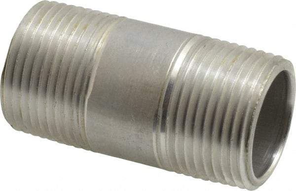 Merit Brass - 3/4" Pipe, 2" Long, Aluminum Pipe Nipple - Grade 6061, Threaded - Apex Tool & Supply