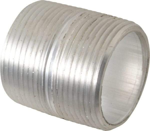 Merit Brass - 1-1/4" Pipe, 1-5/8" Long, Aluminum Pipe Nipple - Grade 6061, Threaded - Apex Tool & Supply