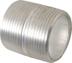 Merit Brass - 1-1/4" Pipe, 1-5/8" Long, Aluminum Pipe Nipple - Grade 6061, Threaded - Apex Tool & Supply