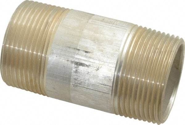 Merit Brass - 1-1/4" Pipe, 3" Long, Aluminum Pipe Nipple - Grade 6061, Threaded - Apex Tool & Supply