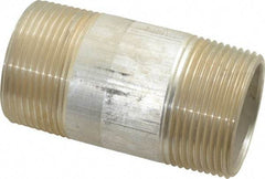 Merit Brass - 1-1/4" Pipe, 3" Long, Aluminum Pipe Nipple - Grade 6061, Threaded - Apex Tool & Supply