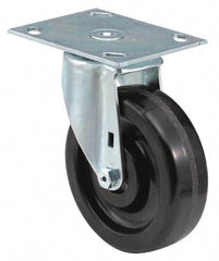E.R. Wagner - 3-1/2" Diam x 1-1/4" Wide x 4-5/8" OAH Top Plate Mount Swivel Caster - Polyurethane, 250 Lb Capacity, Ball Bearing, 3-3/4 x 4-5/8" Plate - Apex Tool & Supply
