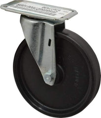 E.R. Wagner - 5" Diam x 1" Wide x 5-13/16" OAH Top Plate Mount Swivel Caster - Polyolefin, 145 Lb Capacity, Plain Bearing, 2-3/4 x 3-3/4" Plate - Apex Tool & Supply
