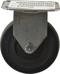 E.R. Wagner - 4" Diam x 1" Wide x 4-13/16" OAH Top Plate Mount Rigid Caster - Soft Rubber, 115 Lb Capacity, Delrin Bearing, 2-3/4 x 3-3/4" Plate - Apex Tool & Supply