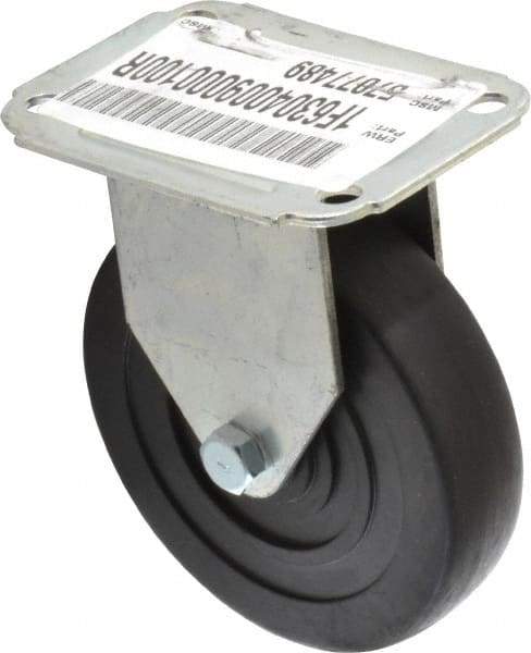 E.R. Wagner - 4" Diam x 1" Wide x 4-13/16" OAH Top Plate Mount Rigid Caster - Hard Rubber, 140 Lb Capacity, Delrin Bearing, 2-3/4 x 3-3/4" Plate - Apex Tool & Supply
