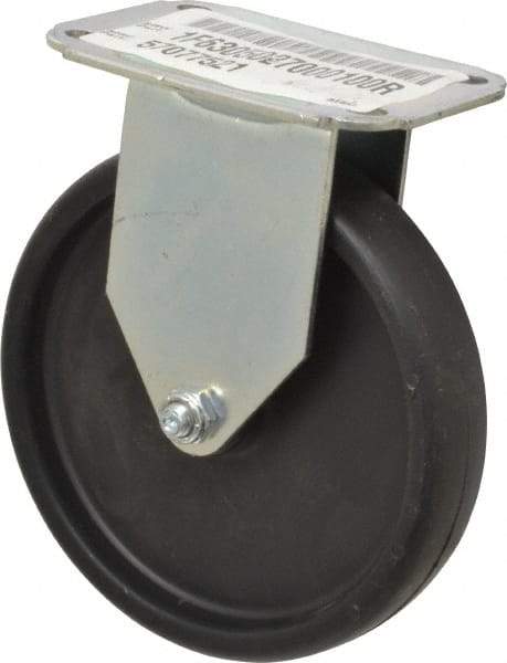 E.R. Wagner - 5" Diam x 1" Wide x 5-13/16" OAH Top Plate Mount Rigid Caster - Polyolefin, 145 Lb Capacity, Plain Bearing, 2-3/4 x 3-3/4" Plate - Apex Tool & Supply