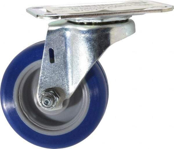 E.R. Wagner - 3" Diam x 1" Wide x 3-3/4" OAH Top Plate Mount Swivel Caster - Polyurethane, 125 Lb Capacity, Plain Bearing, 2-3/4 x 3-3/4" Plate - Apex Tool & Supply