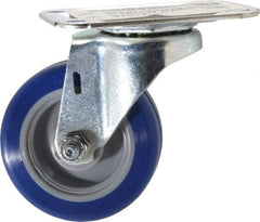 E.R. Wagner - 3" Diam x 1" Wide x 3-3/4" OAH Top Plate Mount Swivel Caster - Polyurethane, 125 Lb Capacity, Plain Bearing, 2-3/4 x 3-3/4" Plate - Apex Tool & Supply