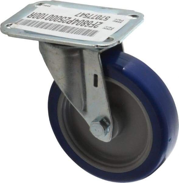 E.R. Wagner - 4" Diam x 1" Wide x 4-13/16" OAH Top Plate Mount Swivel Caster - Polyurethane, 140 Lb Capacity, Plain Bearing, 2-3/4 x 3-3/4" Plate - Apex Tool & Supply